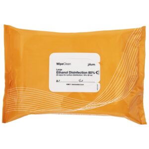 Plum WipeClean 80% Etanol Desinfeção Toalhetes para uma desinfeção eficaz de superfícies e ferramentas nas indústrias de saúde e alimentos.