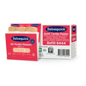 Salvequick Zestaw uzupełniający plastry tekstylne na rany z 40 najwyższej jakości plastrami do elastycznego i wygodnego leczenia ran.