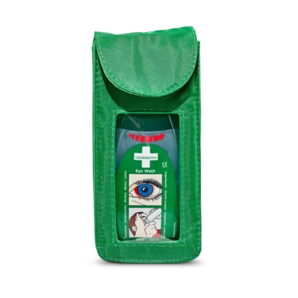 Hoogwaardige groene heuptas voor oogspoelfles van 235 ml, zorgt voor veilige en hygiënische opslag met duurzame bescherming.