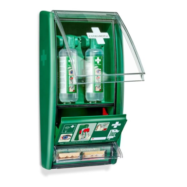 Cederroth Eye Wash Station sisältää kestäviä lääketieteellisiä materiaaleja luotettaviin ensiapu- ja näönhoitoratkaisuihin.