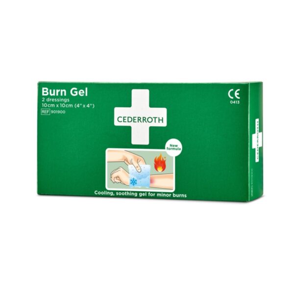 Cederroth gel επίδεσμος για εγκαύματα, 10 x 10 cm, προσφέρει δροσιστική ανακούφιση και επιταχύνει την επούλωση για μικρά εγκαύματα και ηλιακά εγκαύματα.