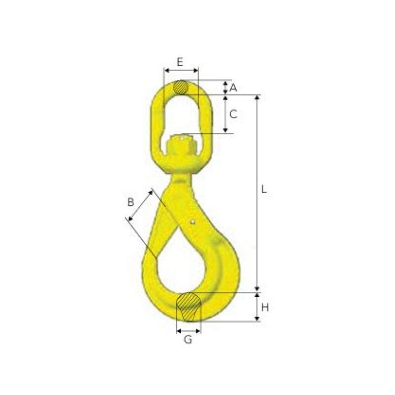Высококачественный поворотный страховочный крюк Gunnebo GrabiQ, класс 10, обеспечивает безопасность и надежность при работе в тяжелых условиях.