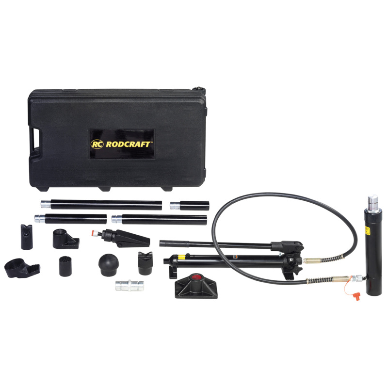 GTIN / EAN: 4030178833397Rodcraft HRS10 cilindro hidráulico e conjunto de bomba manual, capacidade de 10 toneladas, 17 peças, pressão de 700 bar, caixa durável.