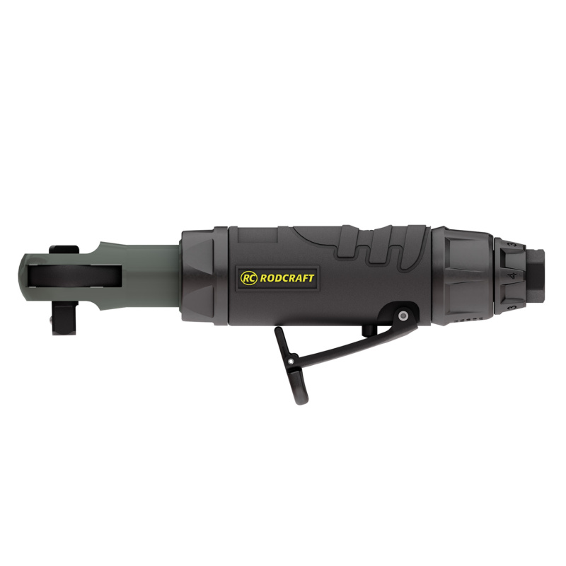 Chave de catraca pneumática para uma utilização eficiente e confortável em tarefas automóveis com binário de 50 Nm e velocidade de 280 RPM.