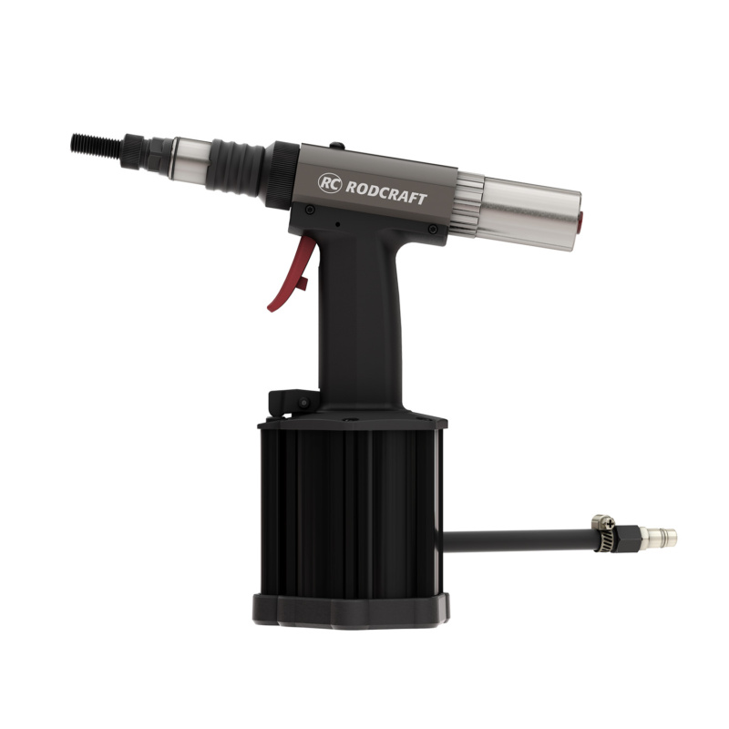 Pneumatic rivet gun for M3-M12 nuts, offering 24.0 kN force and adjustable stroke for precise, efficient fastening.