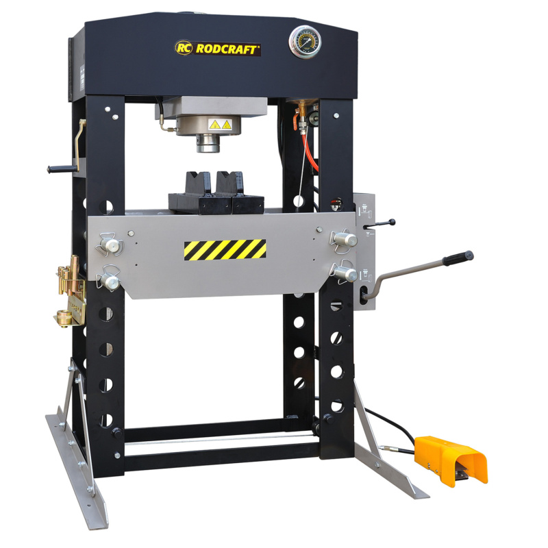 Prensa hidráulica de oficina Rodcraft WP100P de alta qualidade, força de 100 toneladas, projetada para precisão e durabilidade em uso profissional.