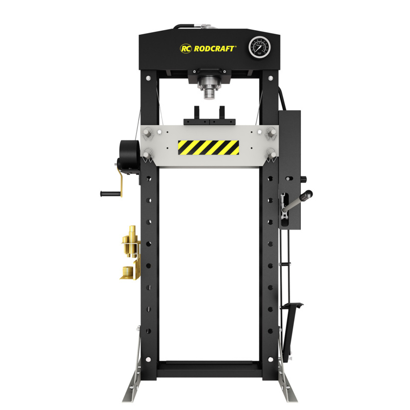 GTIN/EAN: 4030178833403Rodcraft WP30P prensa hidráulica para oficina, capacidade de 30 toneladas, curso de 160 mm, inclui conjunto de pinos de pressão e suporte de troca rápida.
