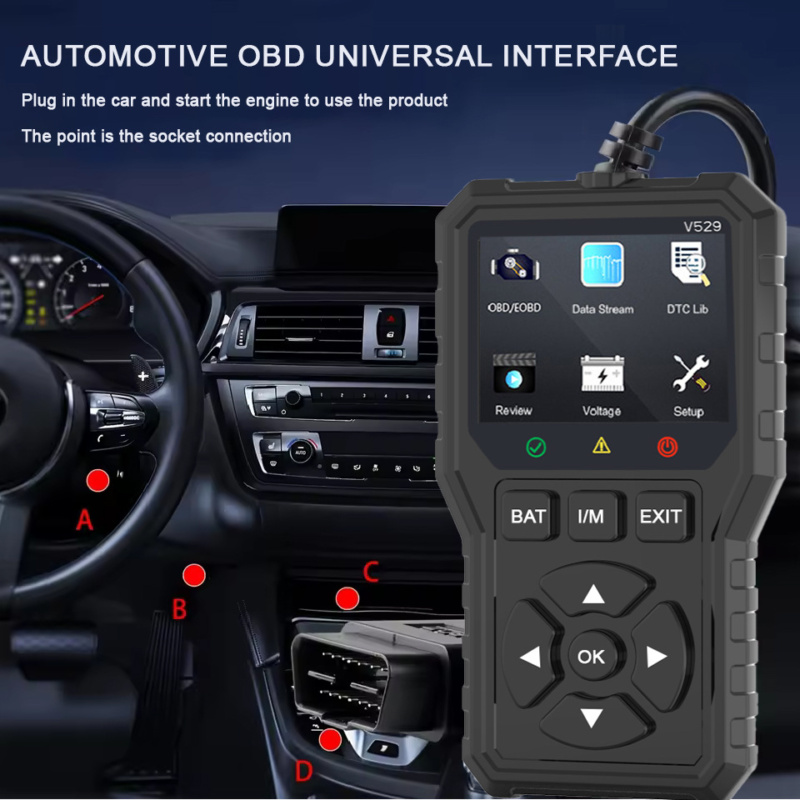 FOXSUR V529 OBD2 diagnostisch hulpmiddel met duurzame behuizing