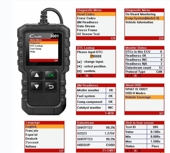 LANZAMIENTO • Herramienta de diagnóstico automotriz OBD2 CR3001 - Imagen 6