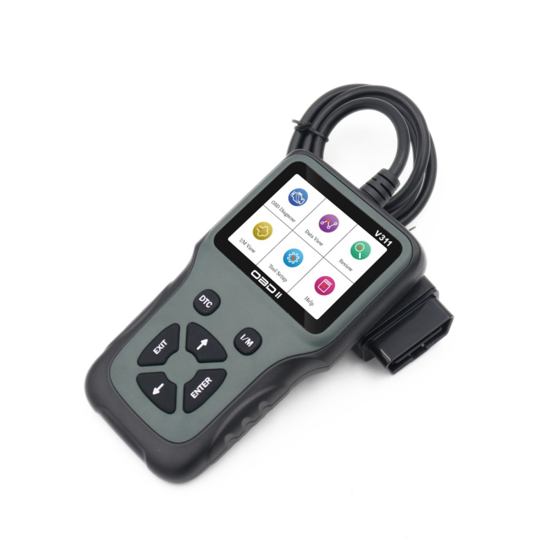 OBD2 automotive diagnostic tool for reading and clearing fault codes with live engine data display