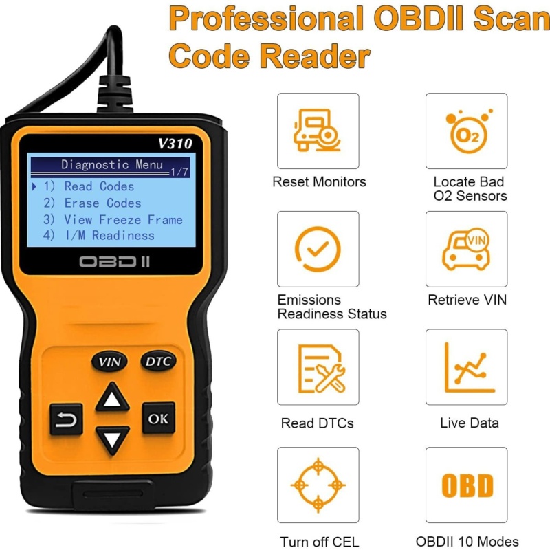 Herramienta de diagnóstico portátil OBD2 para leer y borrar códigos de fallo y datos en tiempo real del motor en vehículos