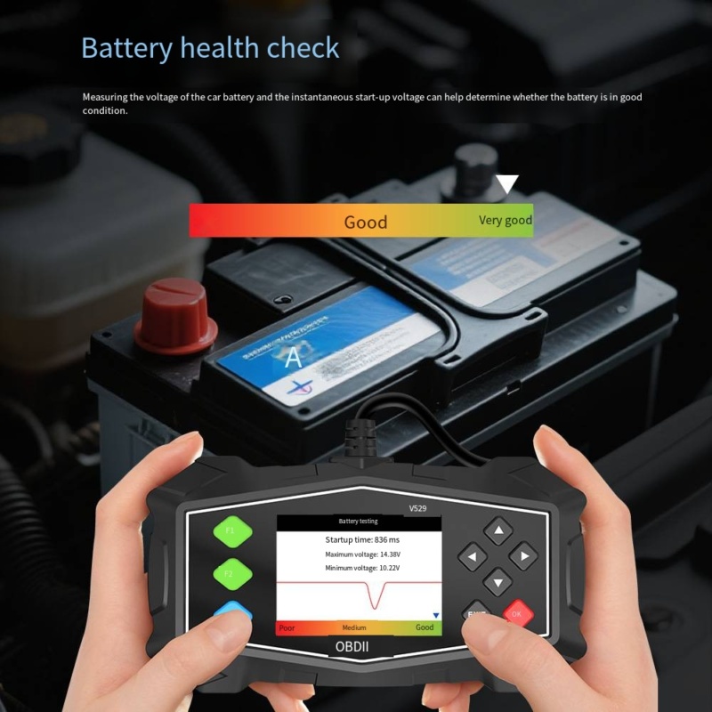Meertalige OBD2-scanner met kleurenscherm om foutcodes op compatibele voertuigen te lezen en te wissen