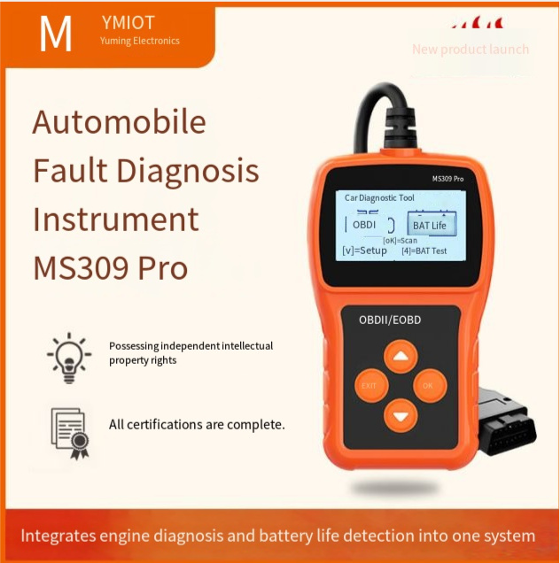 OBD2 diagnostic tool with durable plastic housing and integrated 16-pin cable