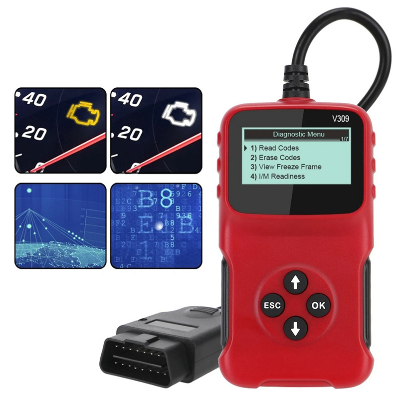 Instrumentul de diagnostic Pengyue V309 OBD2 pentru citirea și ștergerea codurilor de defecțiune ale motorului și a datelor vehiculului în timp real