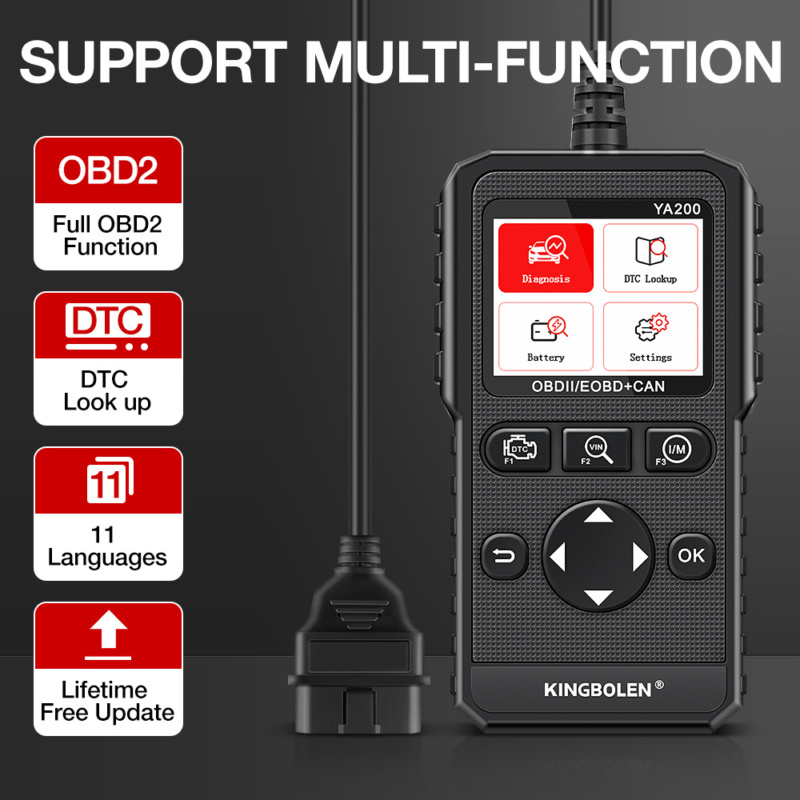 High-quality KINGBOLEN YA200 OBD2 diagnostic tool with durable build and clear professional display.