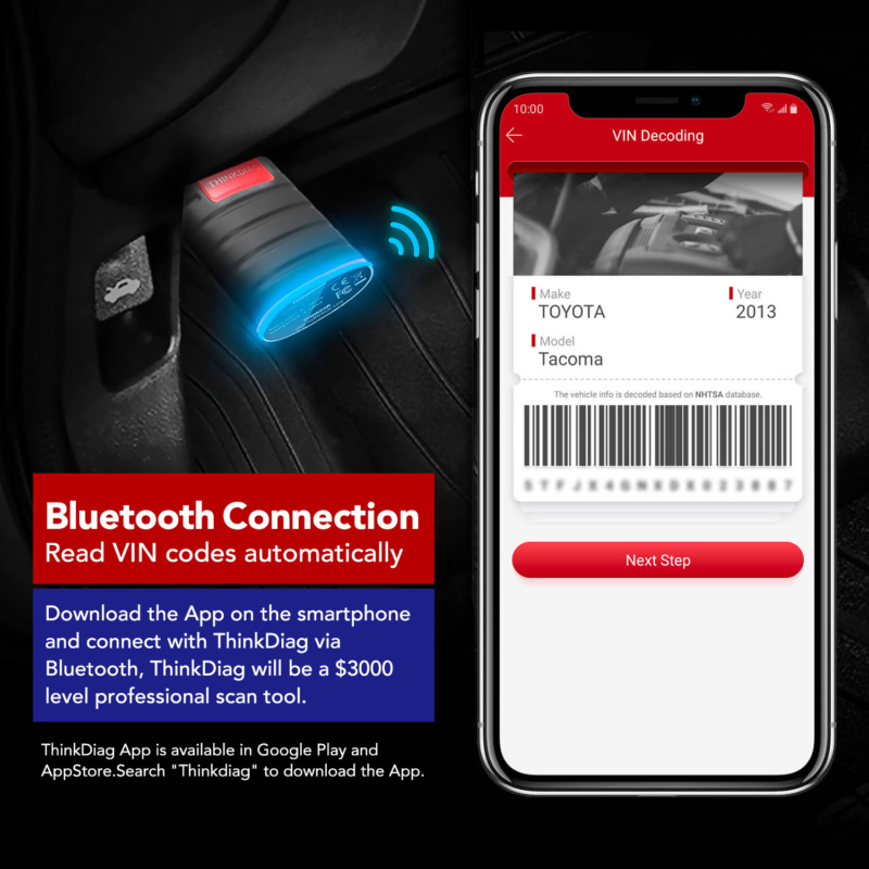 KINGBOLEN ThinkDiag OBD2 Diagnosetool in langlebigem Kunststoffgehäuse mit OBD2-Kabel