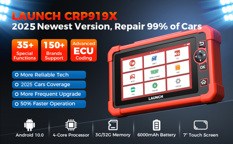 LAUNCH X431 CRP919X diagnostic tablet with durable plastic housing for automotive diagnostics