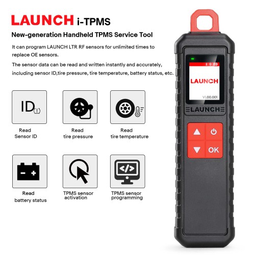 High-precision durable handheld TPMS service tool by LAUNCH for reliable tyre pressure monitoring calibration.