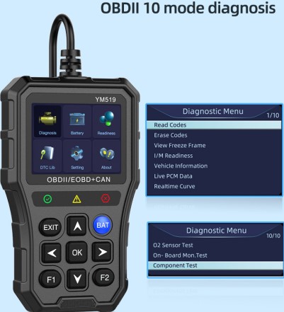 YuMing YM519 OBD2 diagnostic tool with durable TPU case and soft silicone buttons