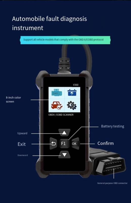 Tianlianfa V360 OBD2 diagnostic tool in durable ABS plastic housing