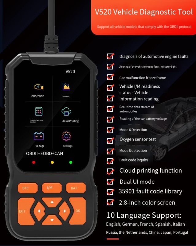 Chuangying • OBD2 Auto-diagnostisch hulpmiddel V520 - Afbeelding 4