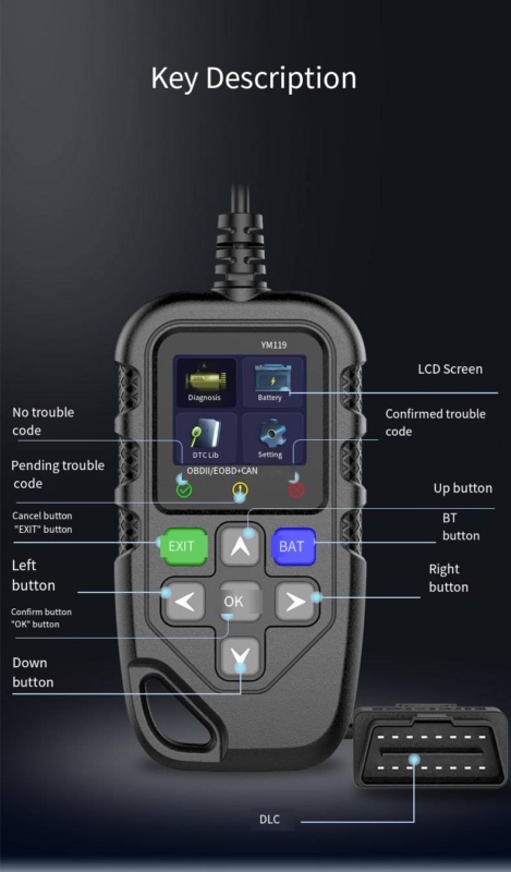 YMIOT • OBD2 Autodiagnostiikkatyökalu YM119 - imagine 6