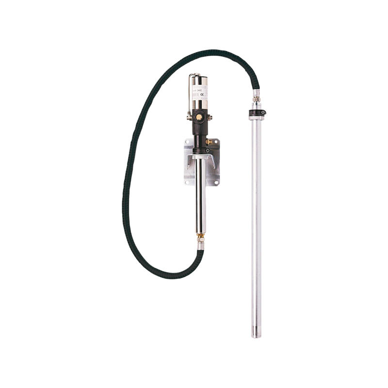 Pompa olio pneumatica a pistone montata a parete Ompi per fusti da 208 l, rapporto 3:1, tubo e staffa