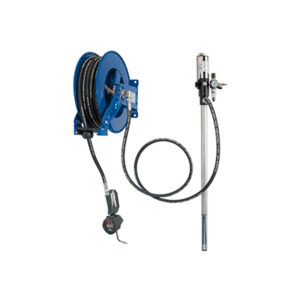 Kit pompa olio pneumatica fissa 3:1 con bobina tubo da 15 m, misuratore di portata elettronico per fusti da 208 L