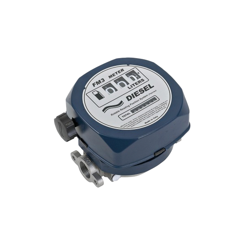 Contor mecanic de debit Ompi pentru motorină, afișaj cu 3 cifre, BSP de 1", conmetru de combustibil 20-120 L/min
