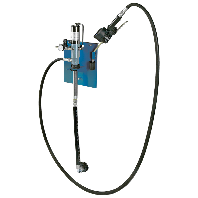 Kit di pompa olio pneumatica per serbatoi IBC, 32 l/min, con misuratore di portata e pistola di controllo