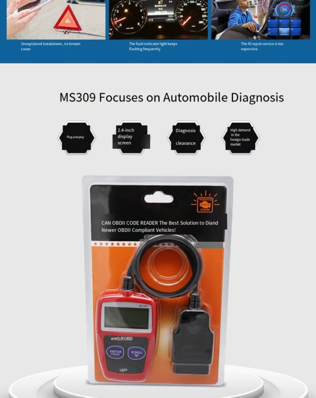 Handheld OBD2-scanner voor uitgebreide auto-diagnostiek, leest motorstoringen en live data en verbetert het onderhoud.