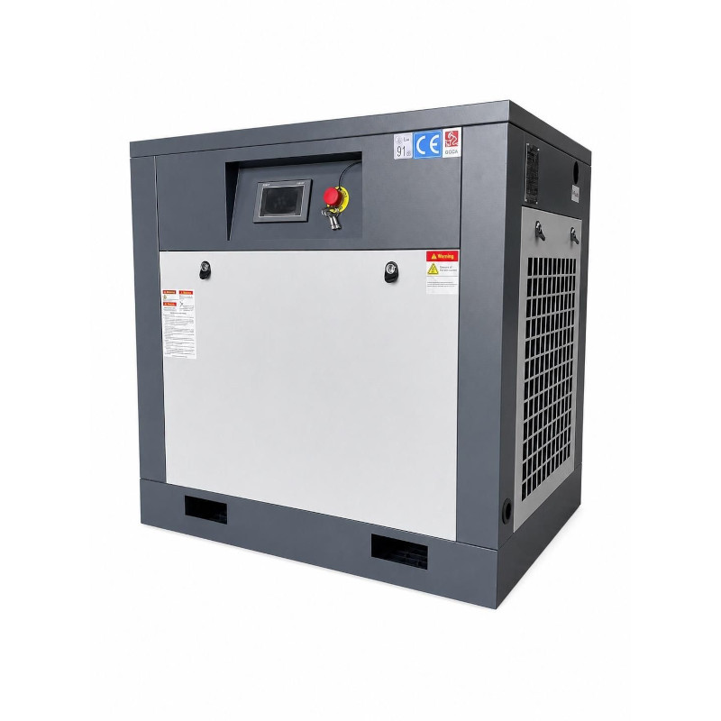 Compressore a vite compatta con controllo di velocità variabile per un flusso efficiente e continuo d'aria compressa.