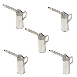 Jarra medidora Ompi, metal estañado, boquilla metálica flexible, para aceite, combustible y anticongelante, 5 piezas