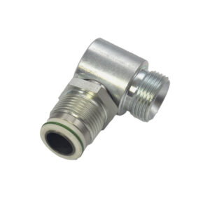Ompi draaikoppeling voor slangspoelen, roestvrij staal, FKM-pakking, 1" BSP mannet, 90°