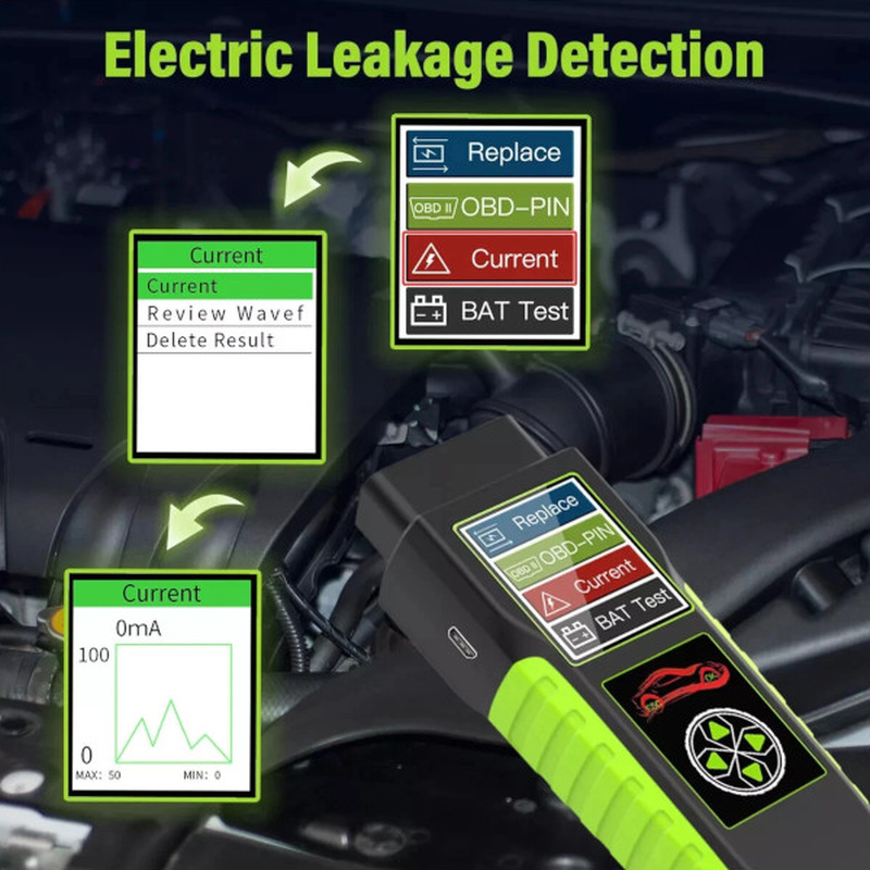 Professioneel BT400 autodiagnosetool dat ECU-geheugen behoudt, lekkage detecteert, de gezondheid van de accu en de OBD2-pinspanning test.