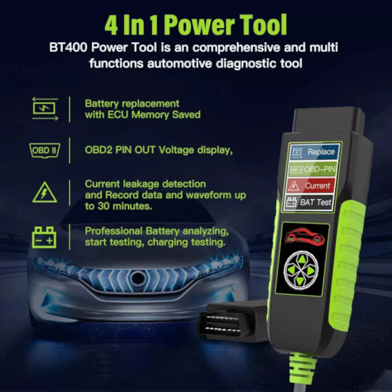 JDiag BT400 autodiagnosetool met duurzame ABS-behuizing en kleurendisplay
