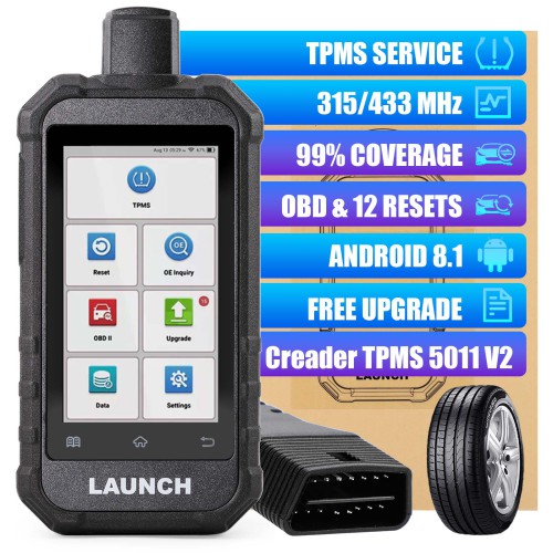 Преносим TPMS и инструмент OBDII, който позволява програмиране на сензори, диагностика, 12 операции за нулиране/обслужване в работилница