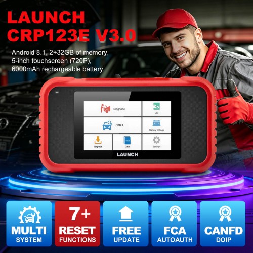 LAUNCH CRP123E диагностичен инструмент с здрав пластмасов корпус и издръжливо покритие