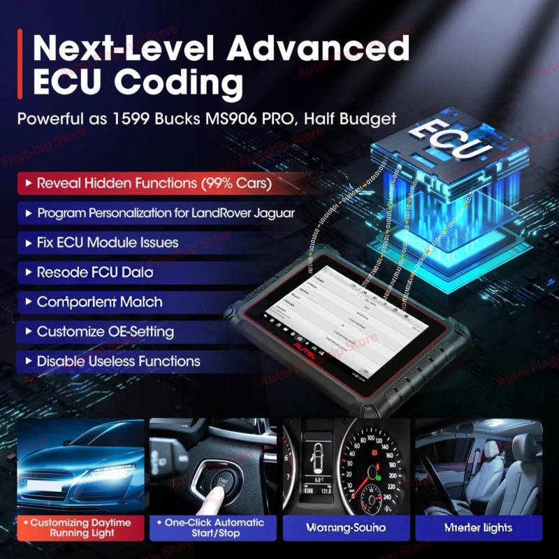 Autel MP900 professional scan tool enabling full-system diagnostics, ECU coding and actuator tests across all major vehicle systems