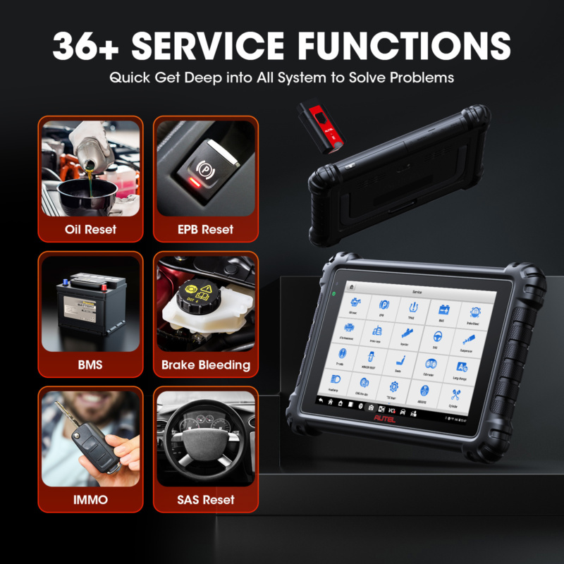 Autel MaxiCOM MK906Pro diagnostic scan tool with durable ABS housing and 8-inch touchscreen