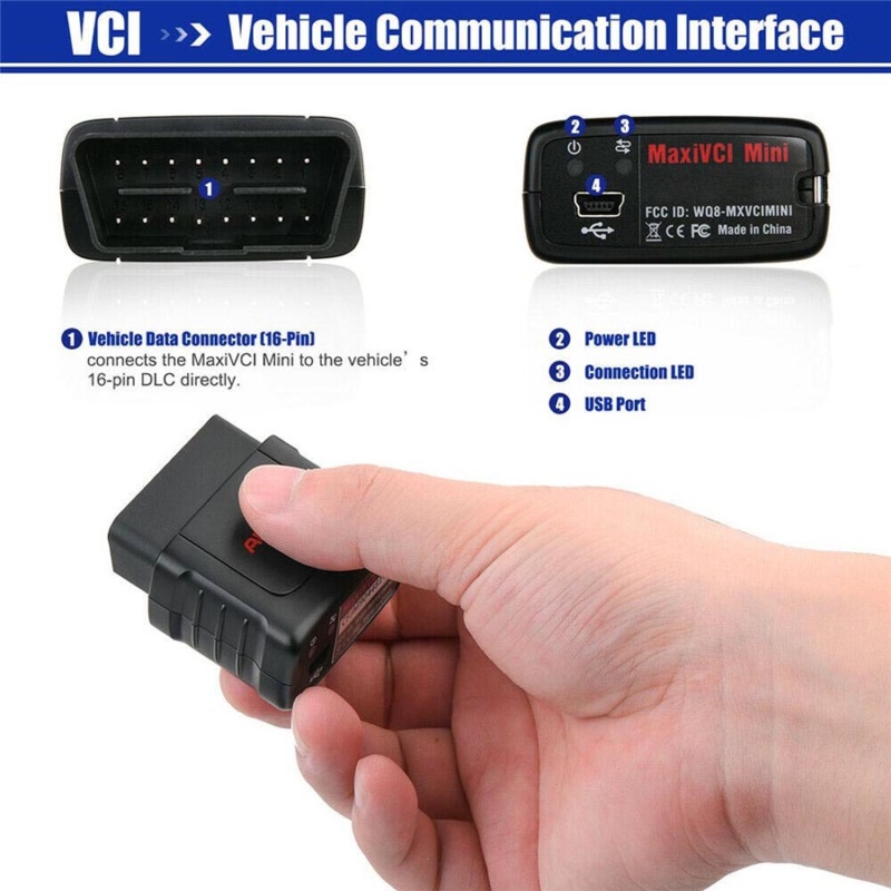 Autel MaxiVCI Mini VCI Bluetooth OBD-adapter i holdbart kabinet til køretøjsdiagnostik