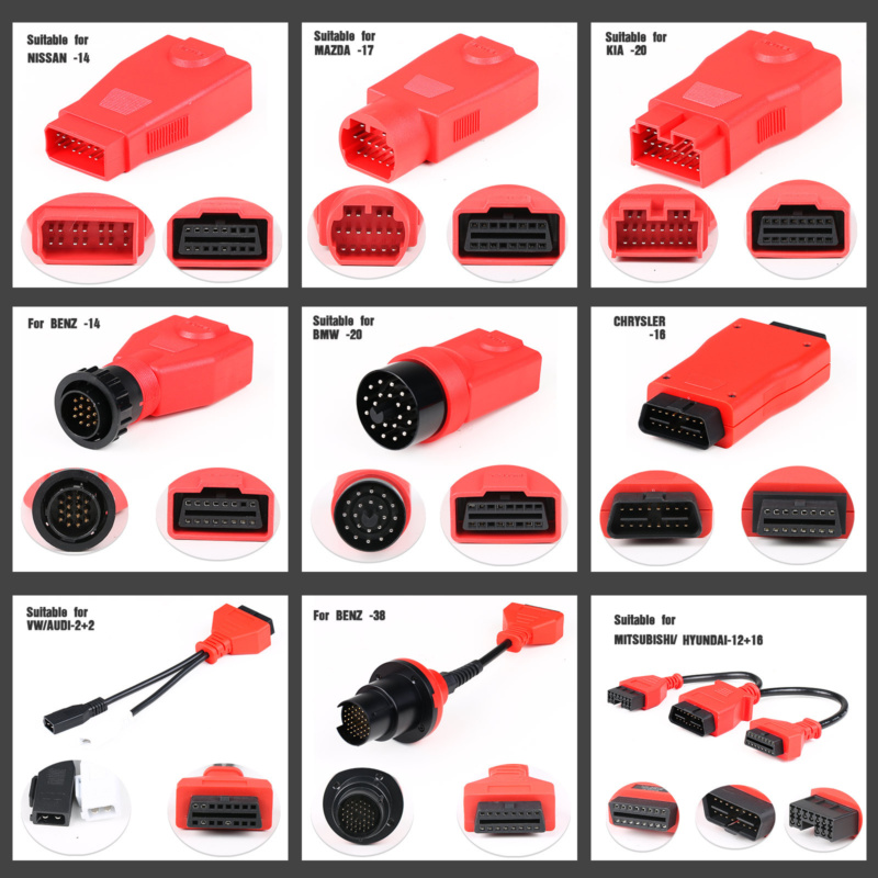 Tarayıcıları eski araç tanı portlarına bağlamak için Autel MaxiSys OBD adaptör kiti