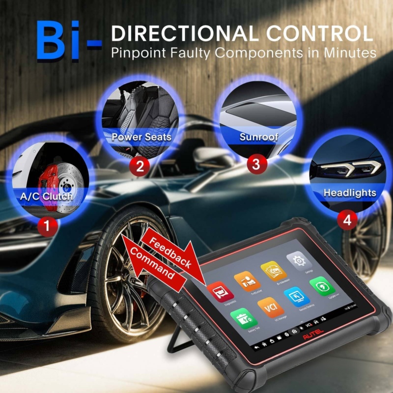 Durable ABS plastic AUTEL MP900Z-BT diagnostic scan tool with 8-inch touchscreen