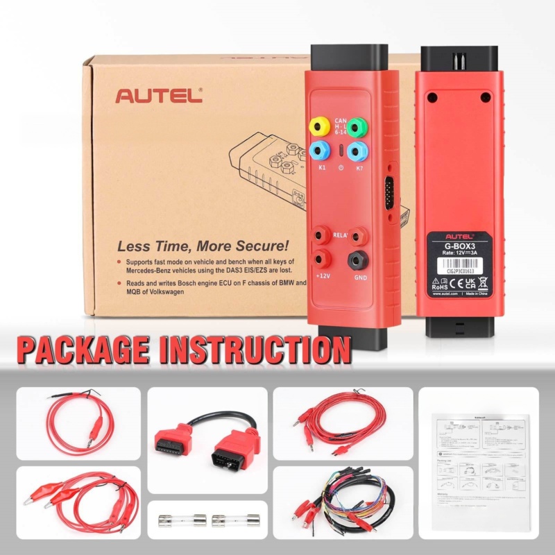 Adaptorul premium AUTEL MaxiIM G-BOX3, realizat cu o precizie robustă pentru potrivirea fiabilă a tastelor și programarea ECU în medii de atelier