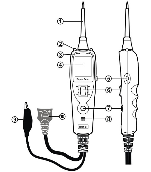 Der langlebige PS100-Tester prüft die 6-30 V Fahrzeug-Elektrosysteme: Spannung, Widerstand, Polarität, Kontinuität, Bauteilaktivierung.