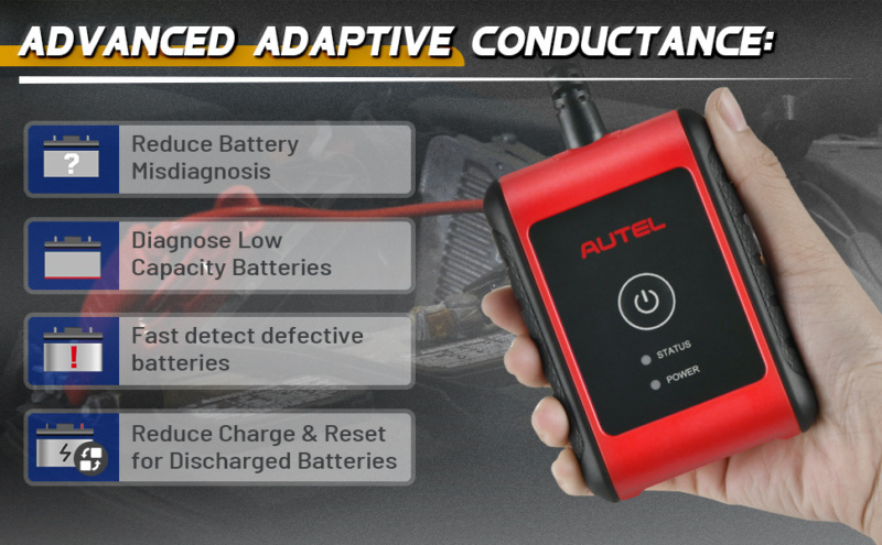 Autel MaxiBAS BT508 batteritestare med hållbart ABS-hölje och klämkablar