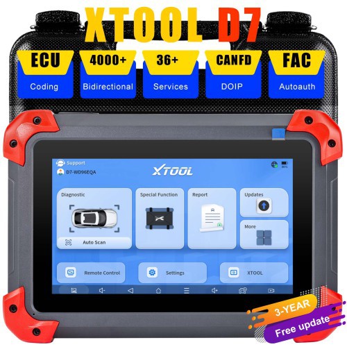 Strumento diagnostico XTOOL D7 con custodia in plastica resistente e touchscreen da 7 pollici