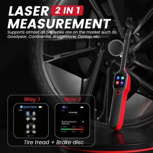 Strumento professionale di usura del battistrada laser e dei dischi freno con doppie telecamere e diagnostica in tempo reale per centri assistenza