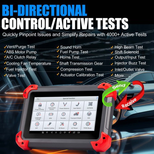 Strumento diagnostico XTOOL D7 che consente test completi e funzioni di assistenza 36+ su 85+ marchi di auto europei, statunitensi e asiatici