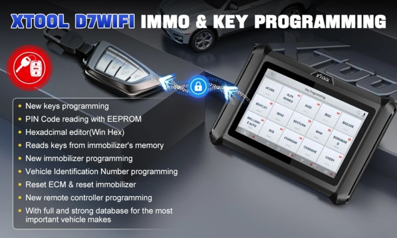 Tablet diagnostico in plastica resistente XTOOL D7W con scatola VCI wireless e custodia rigida